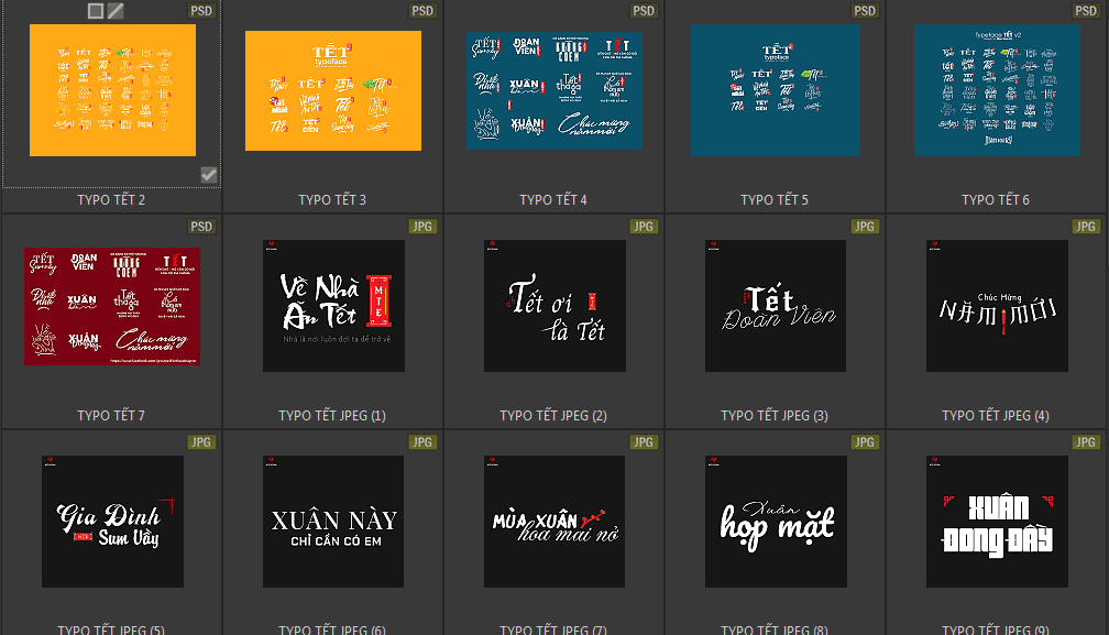 Trọn bộ Typo tết tách lớp chất lượng cao (PSD, JPG)